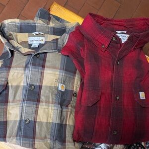 Carhartt Red and Tan Plaid Long sleeve shirts